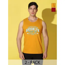 WOOSTRO Men Pack of 2 Typography Printed Round Neck Cotton Slim Fit Sports T-shirts-image-4