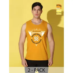 WOOSTRO Men Pack of 2 Typography Printed Round Neck Cotton Slim Fit Sports T-shirts-picture-27