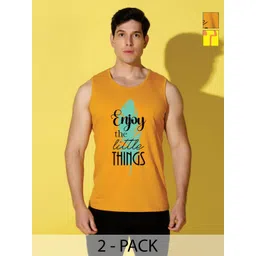 WOOSTRO Men Pack of 2 Typography Printed Round Neck Cotton Slim Fit Sports T-shirts-image-32