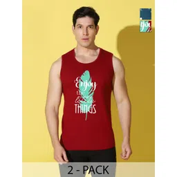 WOOSTRO Men Pack of 2 Typography Printed Round Neck Cotton Slim Fit T-shirts-image-20