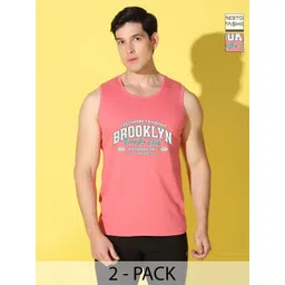 WOOSTRO Men Pack of 2 Typography Printed Round Neck Cotton Slim Fit T-shirts-picture-20