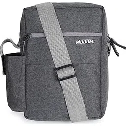 wooum Dark Grey Sling Bag for Men & Women | Water Resistant Khadi Milange Fabric | 3 Zipper Compartments | Adjustable Strap | 500ml Bottle Holder | Travel & Daily Use Crossbody Bag-picture-22