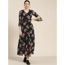 WoowZerz Women Black & Purple Printed Maxi Dress-picture-31