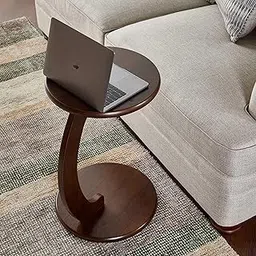 WOOYNEX C-Shaped end Table in The Round Shape for The Living Room, Under-Sofa Sofa Side Table, Bedroom Coffee Table, Laptop Table, and Drawing Room-(Walnut)-picture-19
