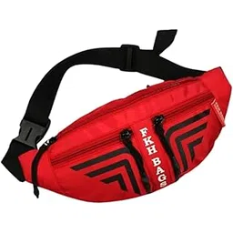 world star Polyester Waist Pack Travel Handy Hiking Zip Pouch Document Money Phone Belt Sport Bag for Men and Women and Adult | Red | WORLDSTAR swagi red Waist Bag-picture-50