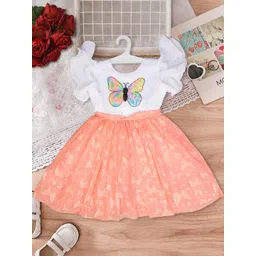 WORTON FASHION Girls Graphic Printed Flared Sleeve Chiffon Fit & Flare Dress-picture-17