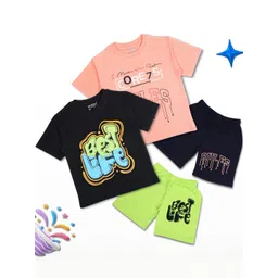 WORTON FASHION Kids Pack of 2 Printed T-shirt with Shorts Clothing Set-picture-25