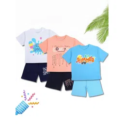 WORTON FASHION Kids Pack of 3 Printed Cotton T-shirt with Shorts-picture-16