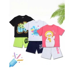 WORTON FASHION Kids Pack of 3 Printed T-shirt with Shorts Clothing Set-picture-24