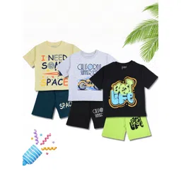 WORTON FASHION Unisex Kids Multicolor Pack of 3 Printed T-shirt With Shorts-picture-50