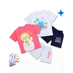 WORTON FASHION Unisex Kids Pack of 2 Sets Printed T-shirt with Shorts-picture-26