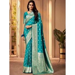 WOVENSTOCK Ethnic Motifs Zari Art Silk Handloom Kanjeevaram Saree-picture-12