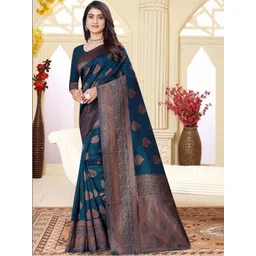 WOVENSTOCK Ethnic Motifs Zari Pure Silk Handloom Kanjeevaram Saree-picture-35