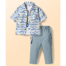 WOW Clothes Knitted Full Sleeves Car Printed Shirt & Pant Set with Inner Tee - Lemon-picture-26