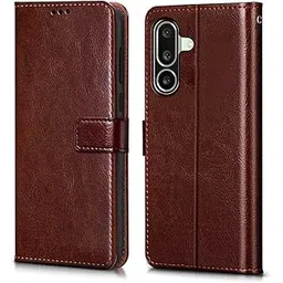 WOW IMAGINE Shock Proof Flip Cover Back Case Cover for Samsung Galaxy M36 5G | Samsung Galaxy F36 5G (Flexible | Leather Finish | Card Pockets Wallet & Stand | Chestnut Brown)-picture-10