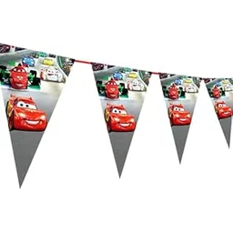 WoW Party Studio McQueen Car Theme Happy Birthday Decorations Flag pennants Buntings Banner - 10ft Long-picture-48