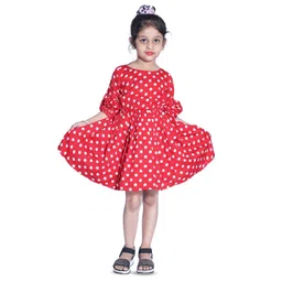 Wow Princess Polka Dot Puff Sleeve Crepe A-Line Dress-picture-14
