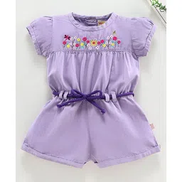 WOW Half Sleeves Jumpsuits Floral Print - Violet-picture-10
