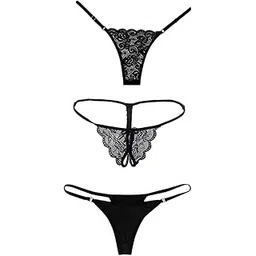 wow zn fashion Women Combo lace Bikini Panty Multiple Pack Black Color Free Size (3 Piece)-picture-14
