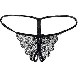 wow zn fashion Women's Comfortable Polyester Spandex Crutches Lace Thong G-String, Free Size, Black Color-picture-41