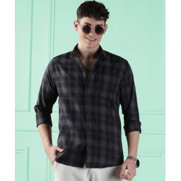 woxen Men Regular Fit Checkered Spread Collar Casual Shirt-picture-17