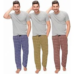 woxo Men’s Cotton Pajama Set – Pack of 3, Soft & Breathable Nightwear Bottoms with Elastic Waist, Lounge & Sleep Pants-picture-36