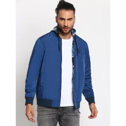 Wrangler Blue Camo Print Reversible Hooded Jacket-picture-16