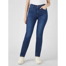 Wrangler Blue Cotton Solid High Rise Jeans-picture-36