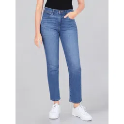 Wrangler Blue Cotton Solid Straight Fit Jeans-picture-21