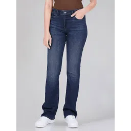 Wrangler Blue Cotton Solid Straight Fit Jeans-picture-10