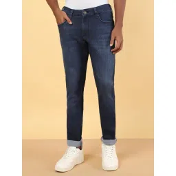 Wrangler Dark Blue Cotton Slim Fit Jeans-picture-21