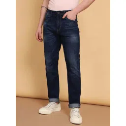 Wrangler Dark Blue Regular Fit Lightly Washed Jeans-picture-29