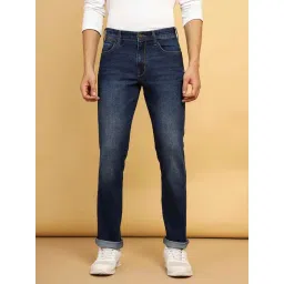 Wrangler Dark Blue Regular Fit Lightly Washed Jeans-picture-27