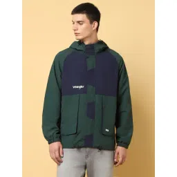 Wrangler Green Loose Fit Colour Block Wind Cheater-picture-41