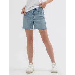 Wrangler Light Blue Embroidered Denim Shorts-picture-24