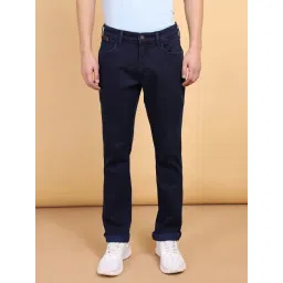 Wrangler Navy Regular Fit Lightly Washed Jeans-picture-13