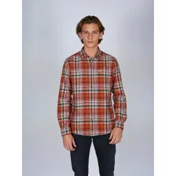Wrangler Orange Cotton Regular Fit Checks Shirt-picture-45