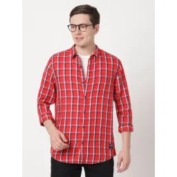 Wrangler Red Cotton Slim Fit Checks Shirt-picture-36