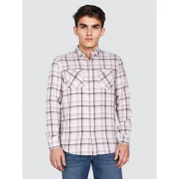 Wrangler White & Brown Cotton Checked Shirt-picture-13