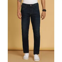 Wrangler Wrider Dark Blue Regular Fit Lightly Washed Jeans-picture-32