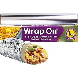 Wrap On Aluminium Foil 1kg 18 Microns Paper Roll - Extra Strength, Metallic Finish with Cutter, Easy Tear for Home Cooking, Food Silver Foil Paper 1 kg-picture-18