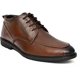 WROC Men's Leather Chukka Style Ankle Boots | TPR Sole | Moc Toe Lace Up Dress Boots | Formal Casual Office Wear Business Shoes-picture-19