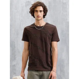WROGN Abstract Printed Pure Cotton Round Neck Slim Fit T-shirt-picture-13