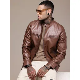 WROGN Band Collar Biker Jacket-image-1