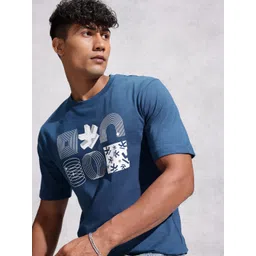 WROGN Brand Logo Printed Drop-Shoulder Sleeves Pure Cotton Comfort Fit T-shirt-image-26