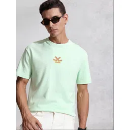 WROGN Brand Logo Printed Drop-Shoulder Sleeves Pure Cotton T-shirt-image-20