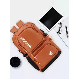 WROGN Brand Logo Printed Padded Backpack With Rain Cover-image-10