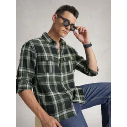 WROGN Comfort Fit Checked Pure Cotton Casual Shirt-picture-19
