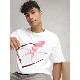 WROGN Graphic Printed Drop-Shoulder Sleeves Pure Cotton Oversized T-shirt-picture-32