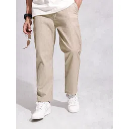 WROGN Men Anti Fit Striped Chinos Trousers-picture-40